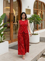 Premium cotton bandhani print red co ord