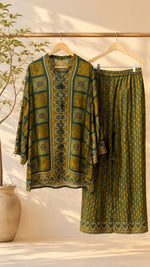 Pure Mul silk co ord set in green