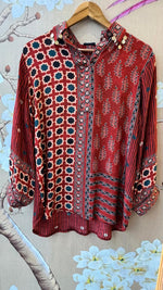 Pure crepe designer shirt in red