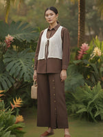 Premium cotton attached shrug in brown
