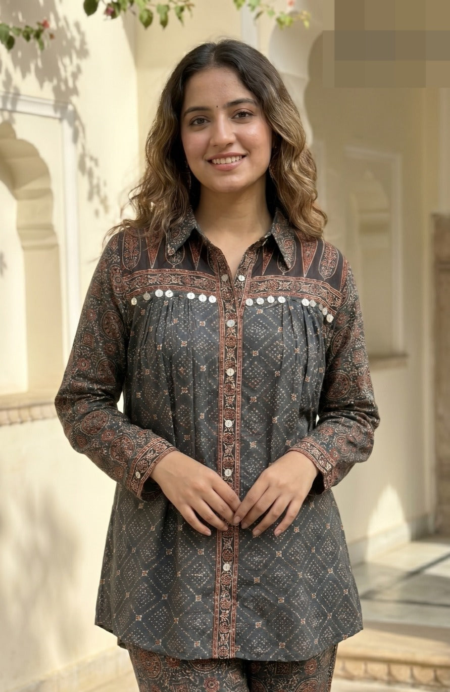Mul silk ajrakh co ord set