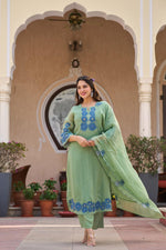 Pretty organza applique work full suit set (slim fit)