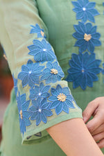 Pretty organza applique work full suit set (slim fit)