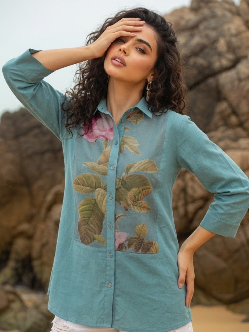 Pretty cotton digital printed shirt