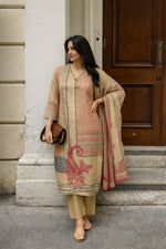 Linen cotton lining suit set in beige