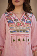 Linen cotton designer co ord in pink