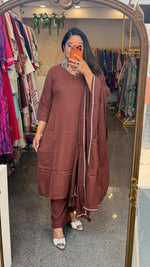 Premium Kota Dodiya super breathable cotton suit set in brown