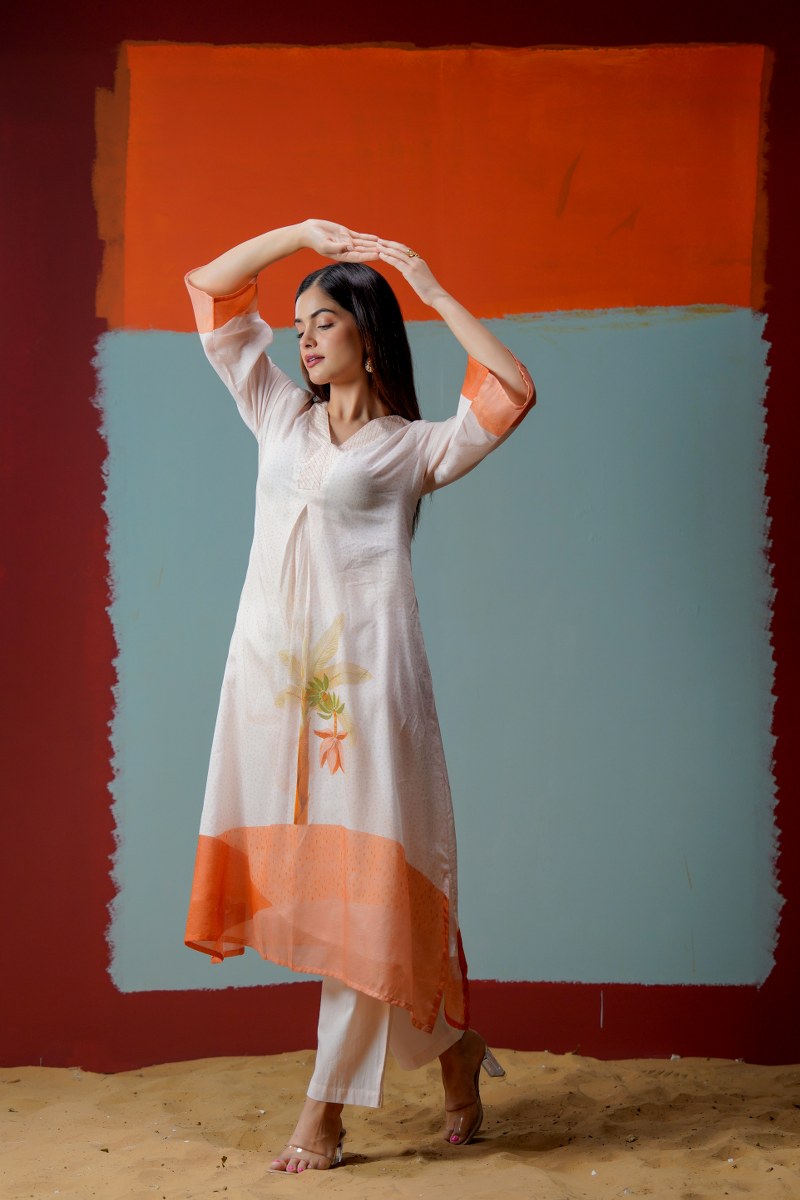 Super soft Mul cotton front n back digital print kurta pant
