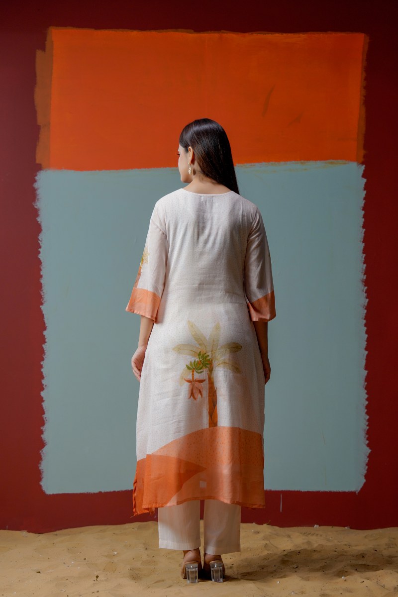 Super soft Mul cotton front n back digital print kurta pant