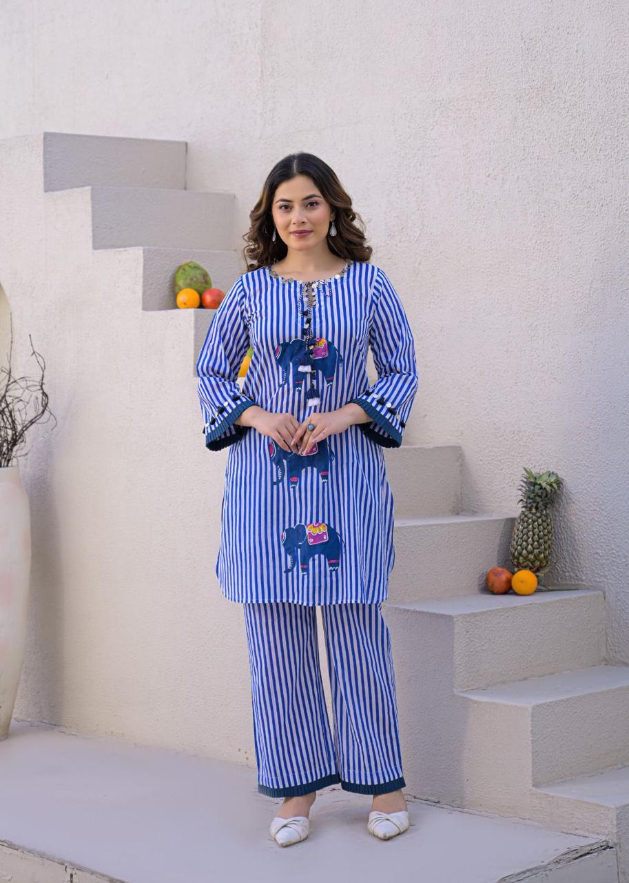 Gorgeous pure cotton with lace detailing stripes