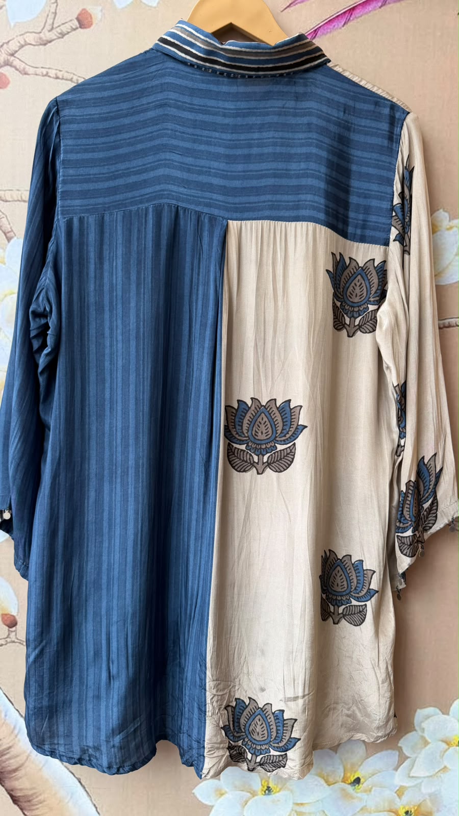 Pure crepe front and back digital print co ord in Blue