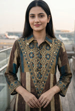 Crepe silk ajrakh crepe shirt