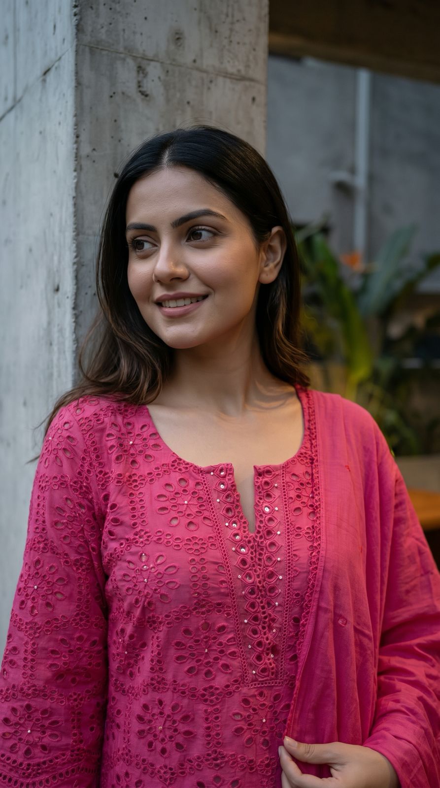 Super pretty anc premium cotton shifli suit set in pink