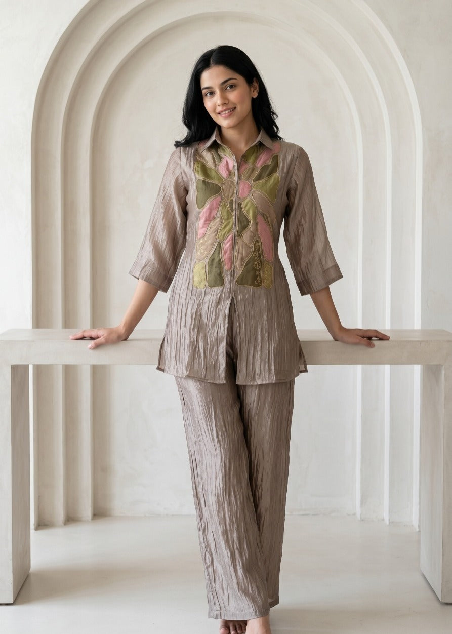 Premium tissue applique co ord set(slim fit)