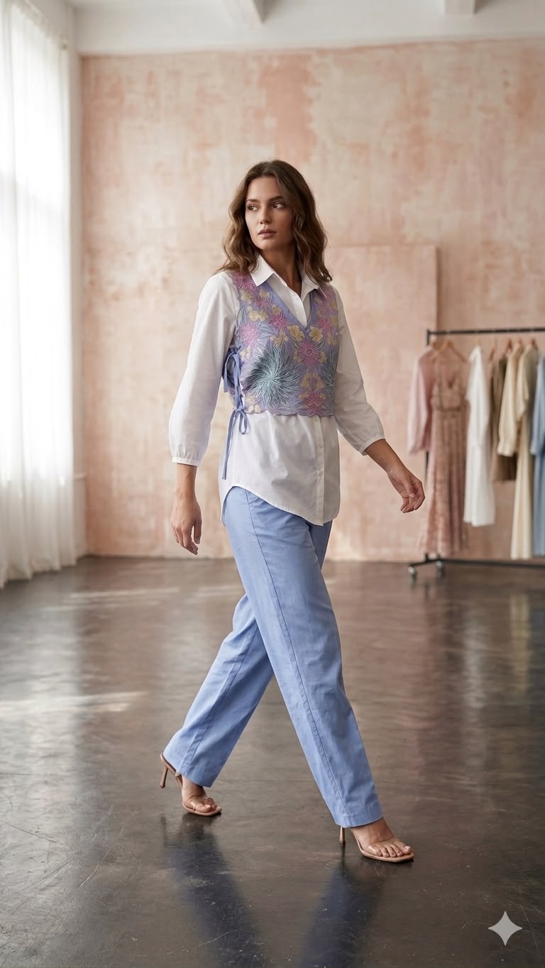 Applique work pure cotton blue Co ord set