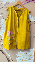 Smart cotton jacket style Co ord in yellow