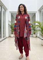 Crepe silk with jacket co ord in red