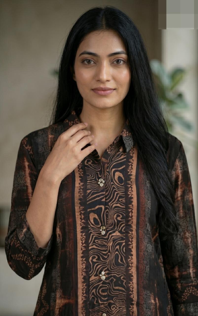 Ajrakh crepe silk co ord