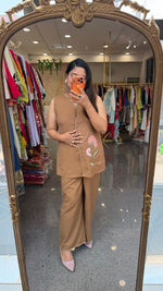 Smart cotton jacket style Co ord in brown