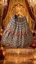 Red and black gaji ajrakh skirt