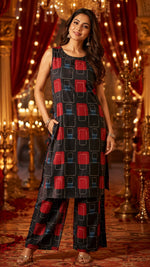 Designer Dori back cotton sleeveless co ord set (extra sleeves available)