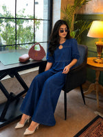 Super cute smart denim cotton co ord set in blue