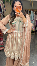 Premium pure heavy chinon with intricate detailing party wear suit set