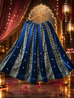 Gaji silk mirror blue skirt