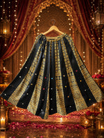 Gaji silk mirror black and yellow skirt