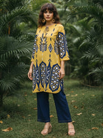 Smart cotton Co ord in yellow n blue