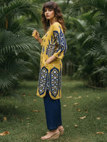 Smart cotton Co ord in yellow n blue