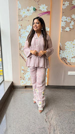 Pure Banarasi mul chanderi lining applique work suit set