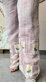 Pure Banarasi mul chanderi lining applique work suit set