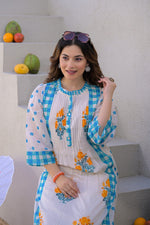 Pretty Mul cotton lining blue kurta pant