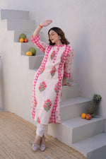 Pretty Mul cotton lining pink kurta pant