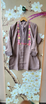 Linen cotton with lining and applique work Co ord set
