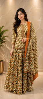 Super pretty Kalamkari skirt set in orange