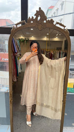 Pretty Mul chanderi fully embroidered lining full suit set