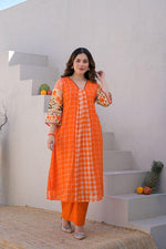 Super pretty Mul cotton kurta pant in orange