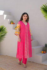 Super pretty Mul cotton kurta pant in Rani pink