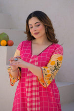 Super pretty Mul cotton kurta pant in Rani pink