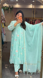 Premium pretty Mul chanderi fully embroidered