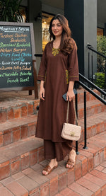 Pure cotton designer back applique plazzo set