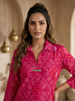 Pink bandhani smart cotton co ord