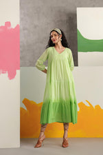 Pretty Mul cotton shifli ombré dress in mint green (loose fit)