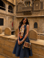 Super soft denim cotton with scarf one piece