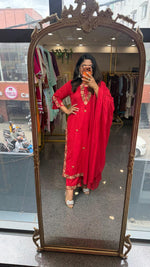 Pure cotton embroidered red suit set