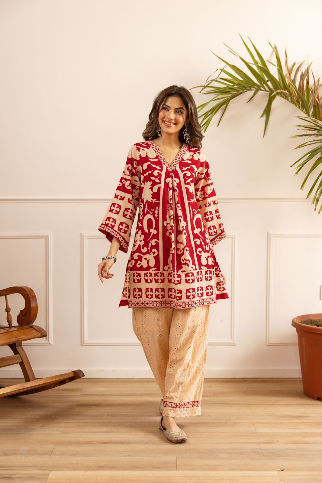 Super pretty shifli pant paired with cotton kurti