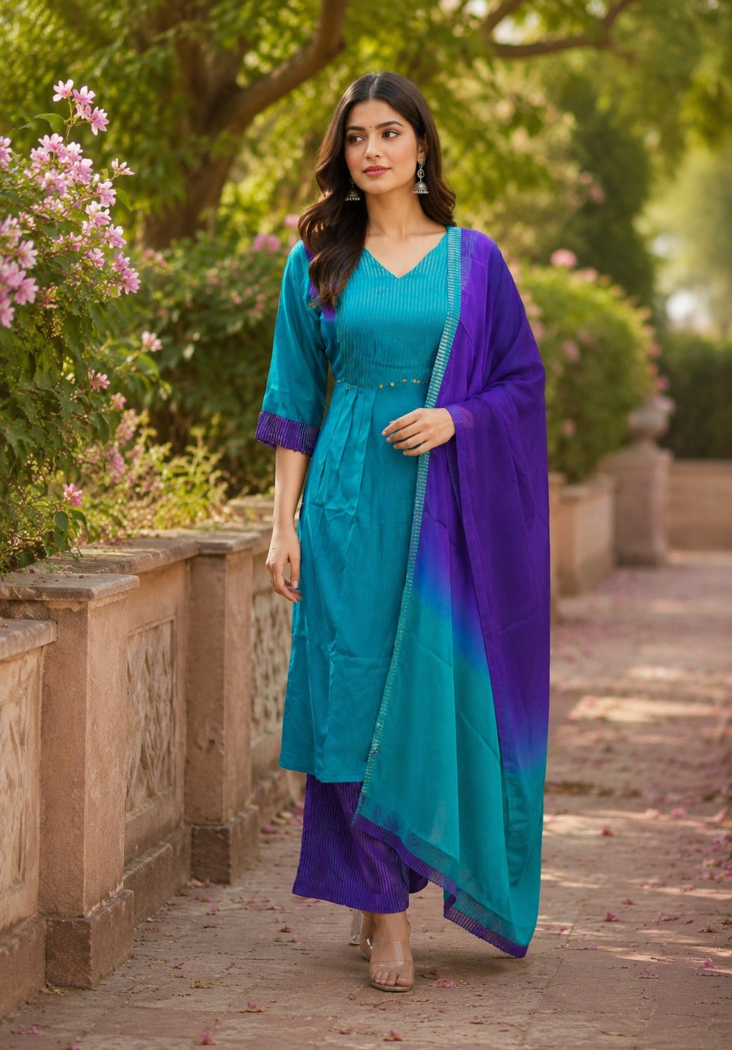 Pretty Mul chanderi tissue panel suit set