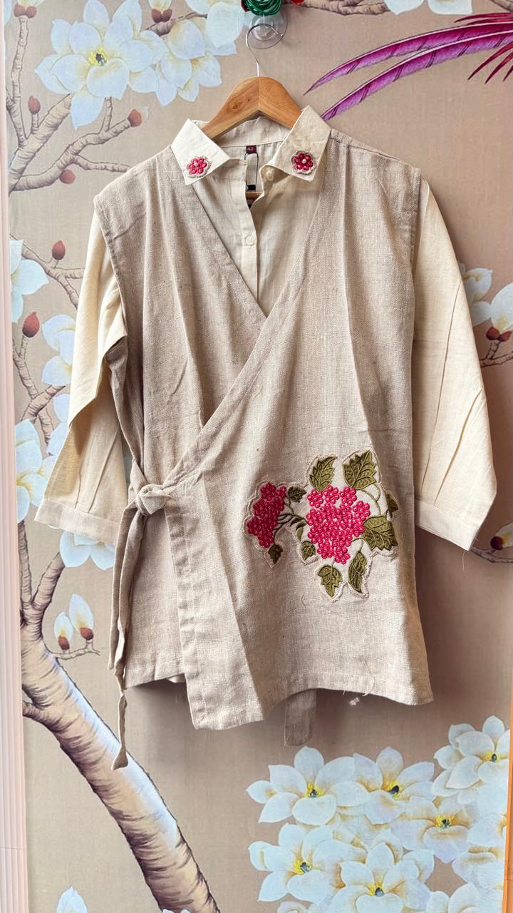 Jute cotton applique work Co ord set